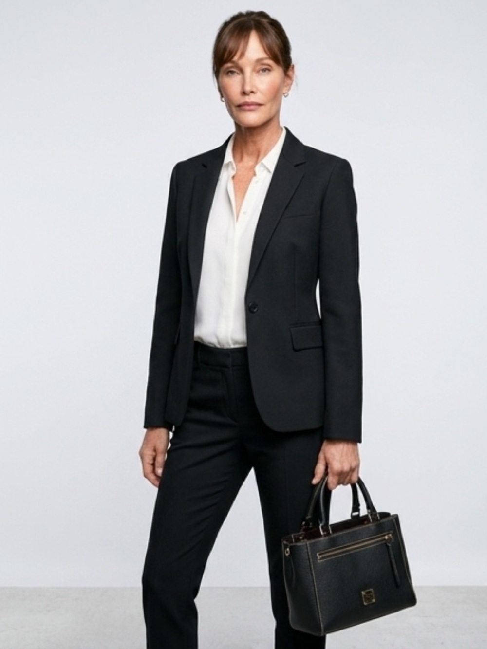 Dooney & Bourke Black Pebble Leather Satchel with Red Interior